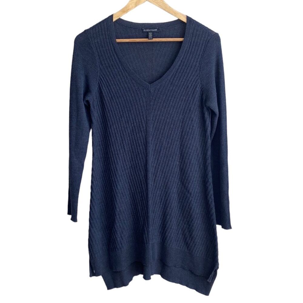 Eileen Fisher Wool tunic V-neck Sweater Grey XS